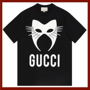 🎭New Gucci Black Manifesto Mask-print Cotton T-shirt 🇮🇹Rare🇮🇹OVERSIZED